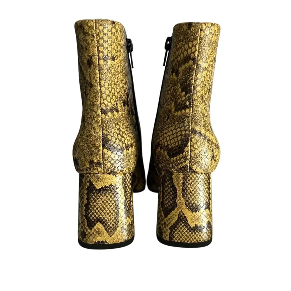 Katy Perry Geminni Mustard Print Zip up Block Heel Ankle Bootie-6.5-NIB